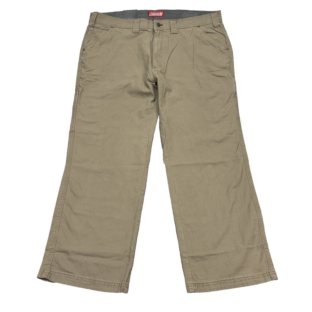 Coleman Carpenter Utility Pants Mens 40x30 Canvas Comfort Stretch Timberwolf NWT